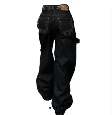 Dive out 블랙 패치워크 와이드 팬츠