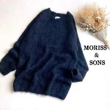 모리스&선즈 스코틀랜드제 복슬복슬 모헤어 혼방 니트 풀오버 블랙