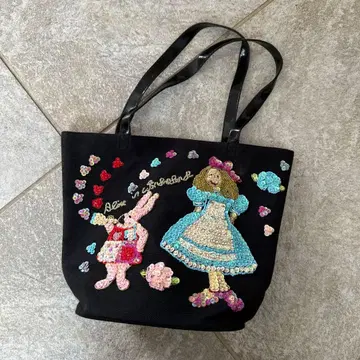 컬리 컬렉션 앨리스와 토끼 스팽글 토트백