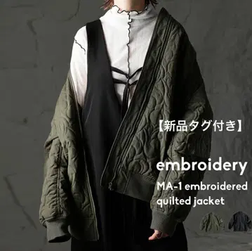 antiqua 페이즐리 무늬 MA-1 퀼팅 자켓 카키