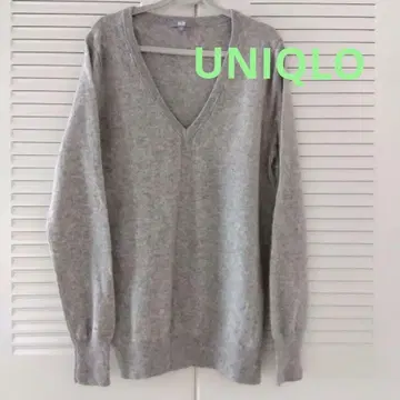 [ 새상품급 ] UNIQLO 그레이 V넥 캐시미어 스웨터 XL