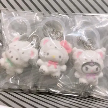 산리오 메지루시 액세서리 복슬복슬 스노우 플로키 헬로키티 쿠로미