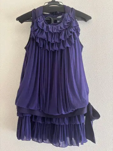 보라색 프릴 드레스 레이어드 스커트