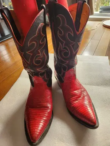 Vibram 웨스턴 부츠 빨간색 x 블랙 가죽 사이즈 30cm 정도