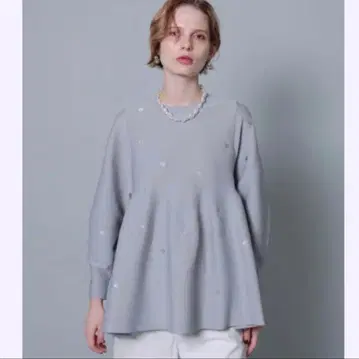 CADUNE 메탈릭 도트 페플럼 튜닉 그레이