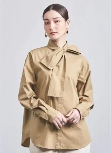 유나이티드 애로우즈 베이지 리본 포함 긴팔 셔츠