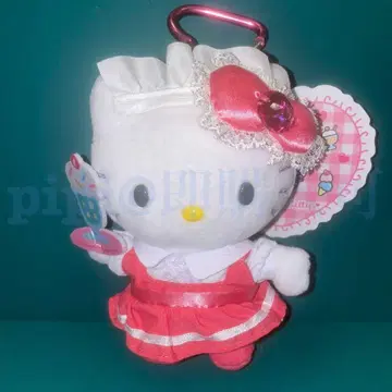 키티 마스코트 키링 메이드 레드 빨간색 다이너 러블리 프릴