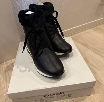 마슈걸 masyugirl 퍼 레이스업 스니커즈 부츠 넓은 통굽