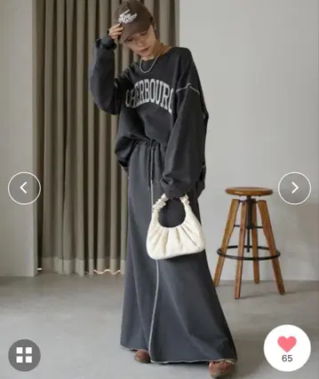 배색 스티치 로고 풀오버 맨투맨 롱 스커트 세트 판매