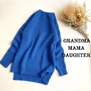 그랑마마도터 모헤어 혼방 모크넥 리브 니트 풀오버 파랑 0