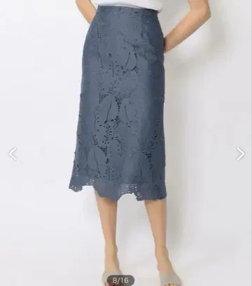 Ballsey 보태니컬 레이스 I라인 스커트 다크 블루 32