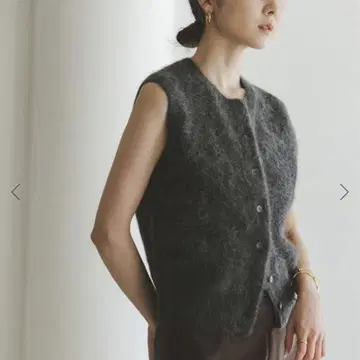 NOBLE FOX/Ca 퍼 니트 프론트 버튼 베스트 그레이