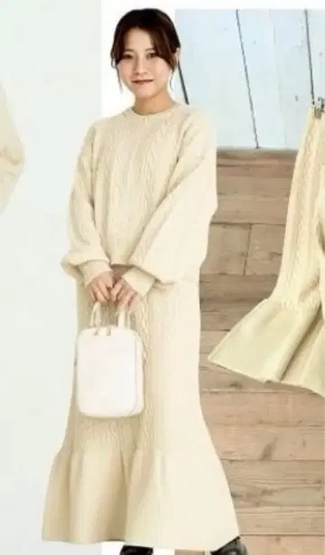 새상품 시마무라 yumi 니트 풀오버 스커트 세트