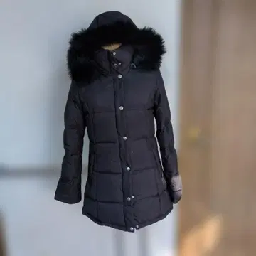 블랙 다운 자켓 후드 부착