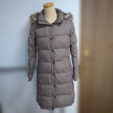 브라운 후드 부착 다운 코트!