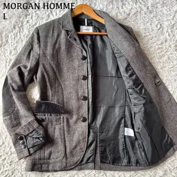 새상품급 모건 옴 트위드 테일러드 자켓 엘보우 패치 그레이 L