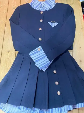 라포미쁘띠 프레피 스트라이프 스티치 자켓 셋업