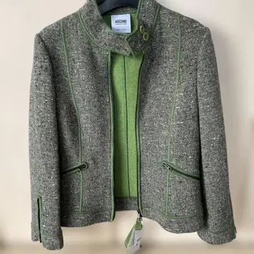 MOSCHINO 노카라 자켓 그레이/그린