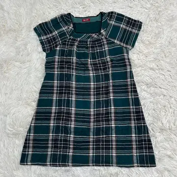 PINK HOUSE 핑크하우스 체크 무늬 반팔 원피스 그린