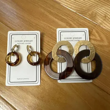 브라운 계열 귀걸이 세트 (소 대)