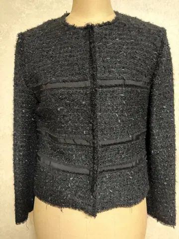 노카라 트위드 자켓 블랙