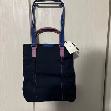 새상품 폴스미스 네이비 토트백 핑크 블루 핸들