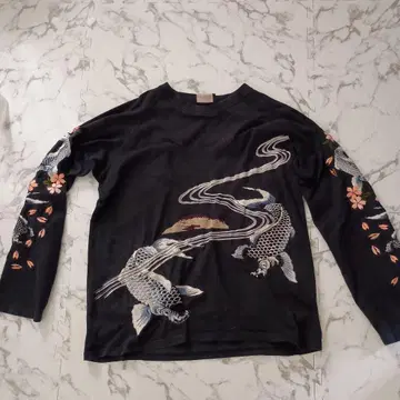JAPANESE CLASSIC SCRIPT 잉어 자수 긴팔 T셔츠 L