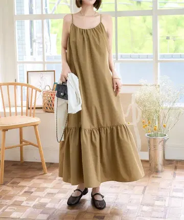 고베 레터스 리조트 프릴 원피스 베이지 프리 사이즈