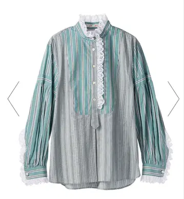 MUVEIL 그린 스트라이프 셔츠