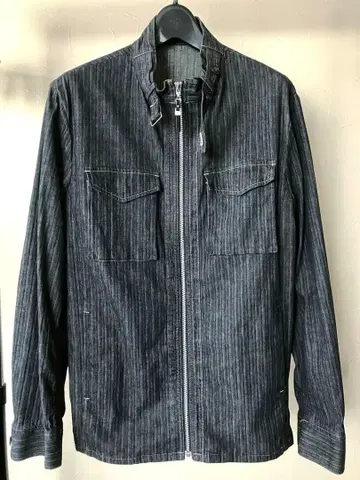 다크 그레이 스트라이프 데님 자켓