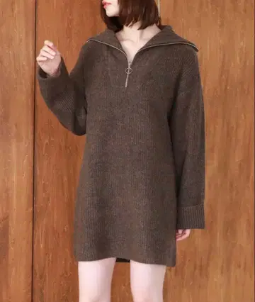 archives 반지 하프 ZIP 니트 미니 원피스