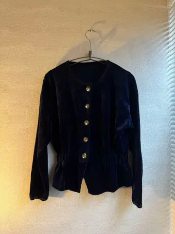 [새상품급] 네이비 벨로아 자켓 / 실버 버튼 x 허리 개더로 고급스러움