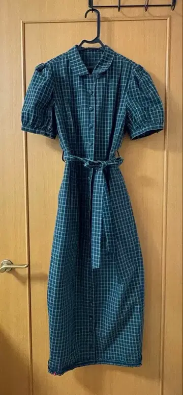 vermeerist beams 체크 무늬 반팔 셔츠 원피스