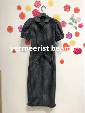 vermeerist beams 체크 무늬 반팔 셔츠 원피스