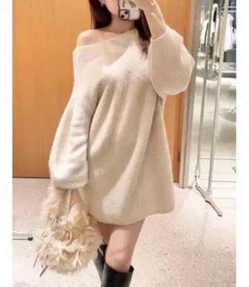 [새상품] SNIDEL 스나이델 라쿤 미니 니트 원피스 2023AW