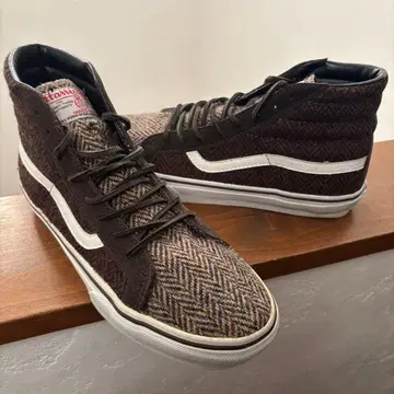 레어 콜라보 해리스 트위드 x 반스 스케이트 하이 26.5cm 브라운