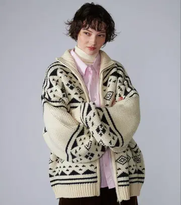 ONCILY 노르딕 카우친 지퍼 니트 M