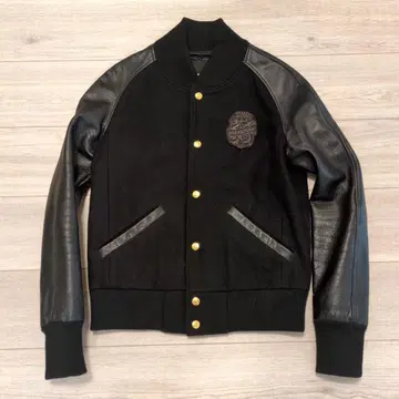 DRESSCAMP 드레스캠프 블랙 가죽 바시티 자켓