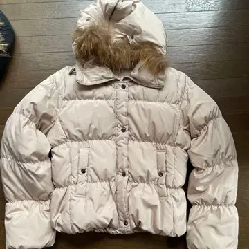 퍼 달린 후드 라이트 베이지 다운 자켓