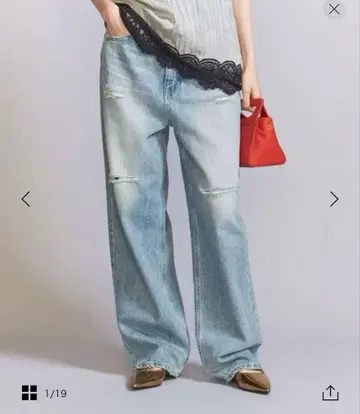 RED CARD 스트레이트 와이드 데님 팬츠