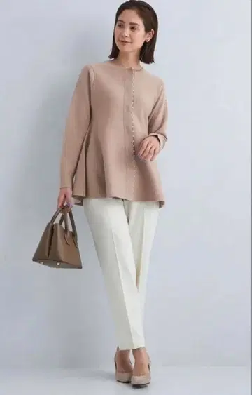 쁘띠 모조 진주 페플럼 풀오버 가디건 -워셔블-