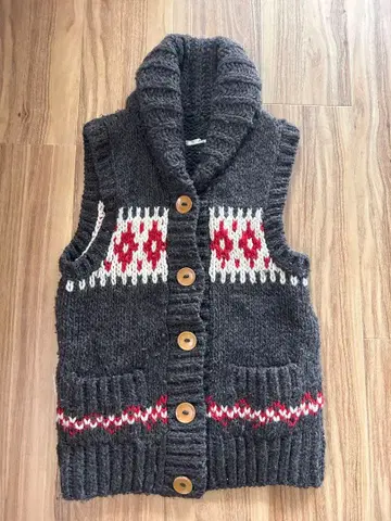 SHIPS 그레이 니트 베스트 기하학 패턴