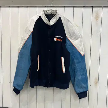 80s intercoast TRUSS 가죽 블루종 멜톤 바시티 자켓