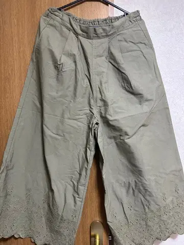 스튜디오 클립 새상품 자수 올리브 그린 가우초 팬츠