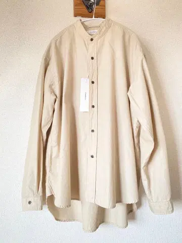 새상품 세일 젬블 가먼트 다이 밴드 카라 셔츠 베이지 L 일본제