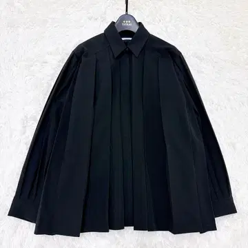 HARE 하레 셔츠 플리츠 블랙 히든 버튼 플레어 루즈핏 F