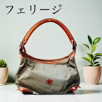 Felisi 페리지 나일론 가죽 핸드백 브라운 계열 새상품급