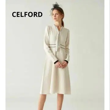 화이트 무릎 기장 원피스 38