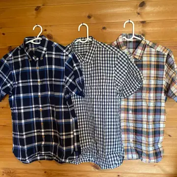 MUJI 체크 무늬 반팔 셔츠 3종 세트 S 사이즈