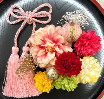 성인식 일본 의류 후리소데 시치고산 머리 장식